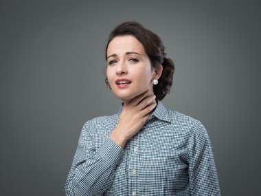 Woman with sore throat clipart