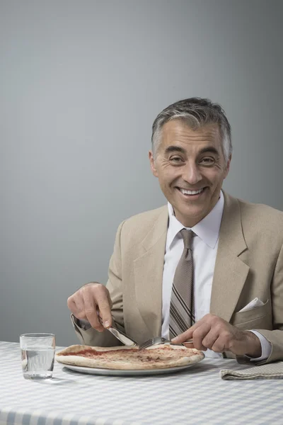 Affärsman med lunch — Stockfoto