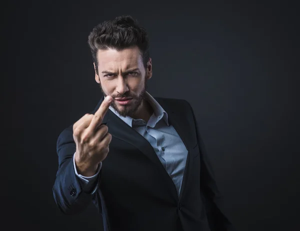 Man middle finger — Stock Photo, Image