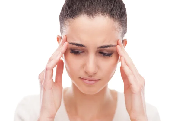 Hermosa mujer con dolor de cabeza — Foto de Stock