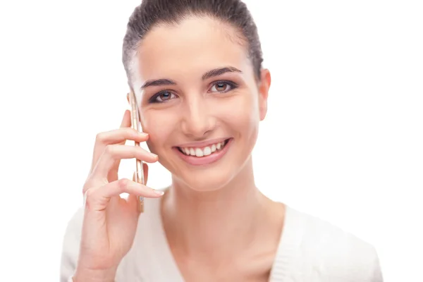 Vrouw met een telefoongesprek — Stockfoto