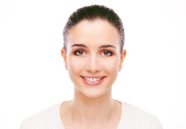 Parlak taze yüz cildi kadınla