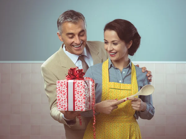 Vintage romantic couple at home — Stock Photo, Image