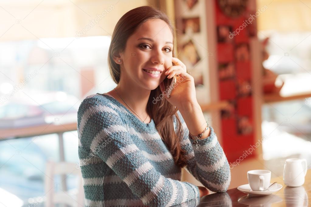 Beautiful woman at the bar