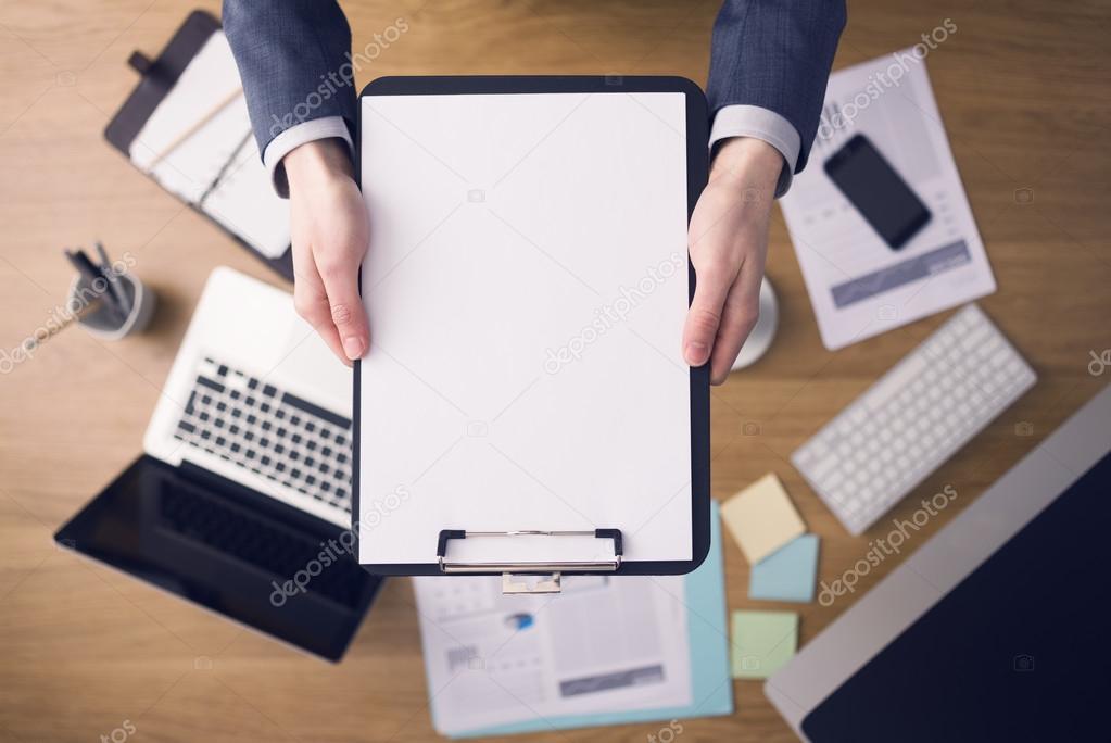 Businessman working at office desk