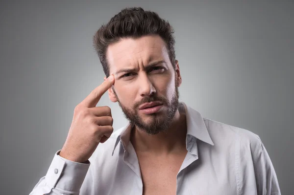 Man checking skin and touching wrinkles — Stock Photo, Image