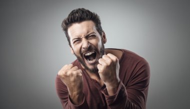 Angry man shouting out loud clipart