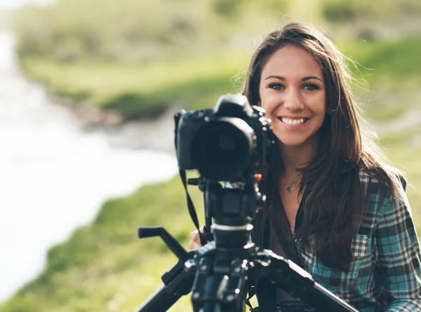 Photographer using  camera — Stock Photo, Image