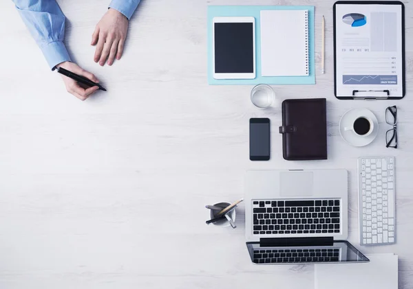 Creative businessman working at office desk — Stock Photo, Image