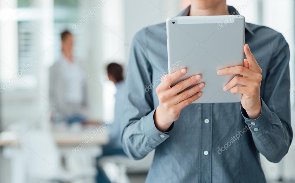 business woman using tablet