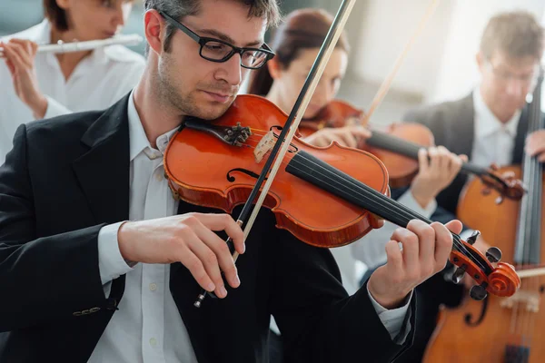 Orchestra string section performing — Stock Photo, Image