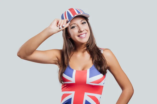 Brit lány mosolyogva — Stock Fotó