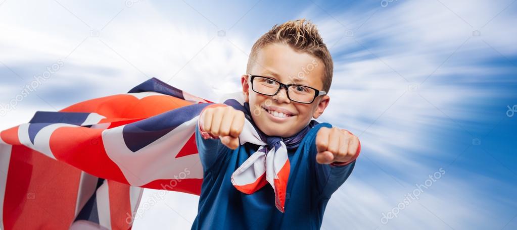 super hero wearing a flag