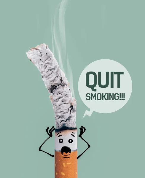 Cigarette burning,  funny terrified character — Stock Photo, Image