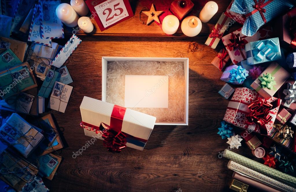 Christmas gift with card — Stock Photo © stokkete #90007882