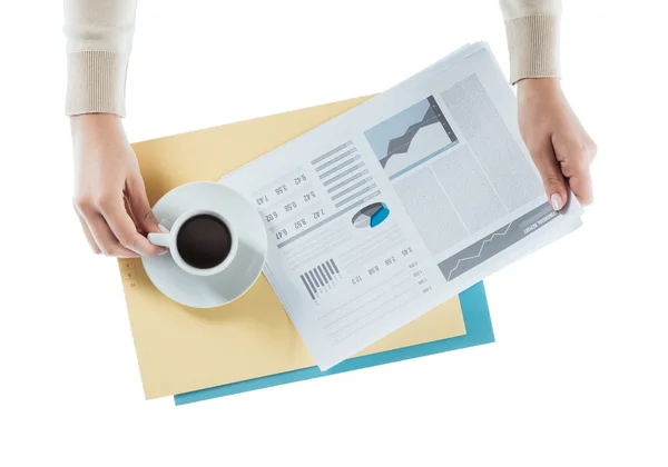 Business woman having a coffee a — Stock Photo, Image