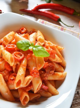 Chili soslu Penne makarna