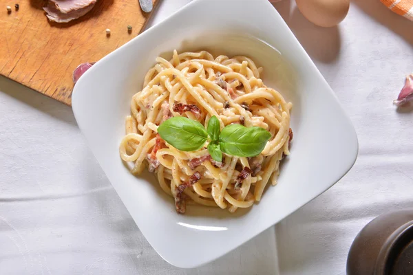 Sabroso Spaghetti Carbonara —  Fotos de Stock