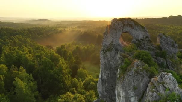 ポーランドのJura Krakowsko Czestochowskaの石灰岩岩 Okiennik Wielki岩 — ストック動画
