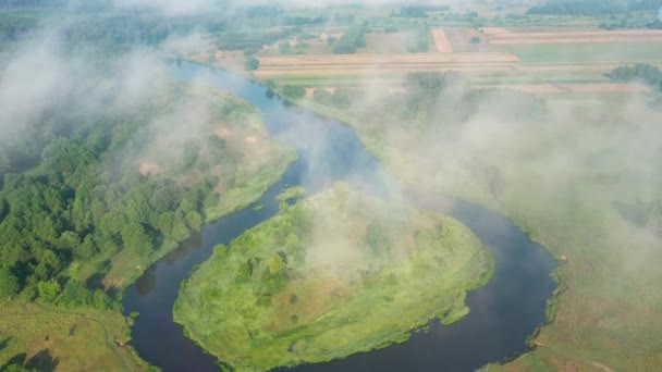 Tiro Aéreo Dron Del Río Natural — Vídeos de Stock