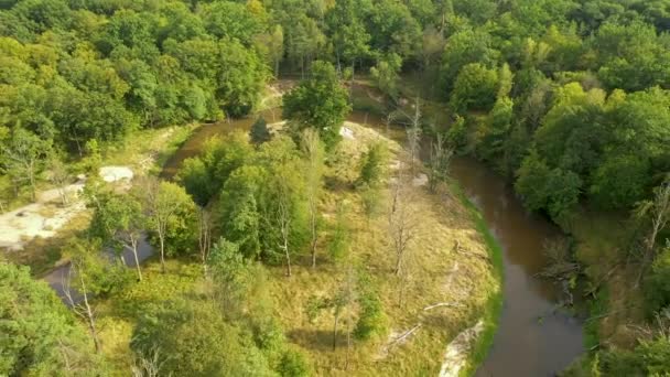 Дронний Повітряний Постріл Природної Річки — стокове відео