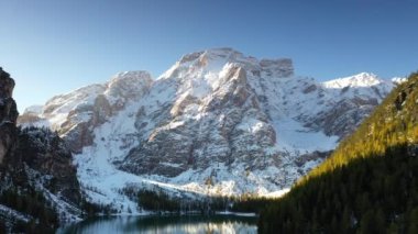Landscape view from the drone dolomite mountains
