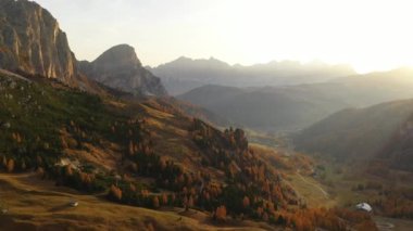 Landscape view from the drone dolomite mountains