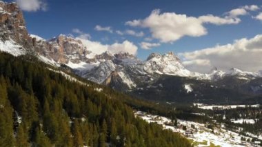 Landscape view from the drone dolomite mountains