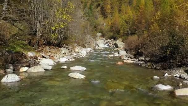 River Mountains Autumn Aerial Shot — Vídeos de Stock