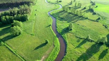 Doğal nehrin insansız hava görüntüsü.