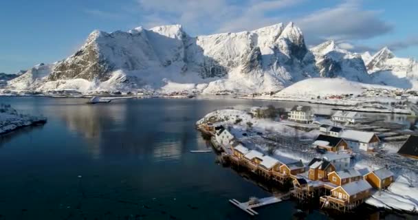 Winterlandschap Van Noorwegen Verheven Eilanden — Stockvideo