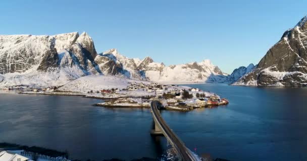 Winterlandschap Van Noorwegen Verheven Eilanden — Stockvideo