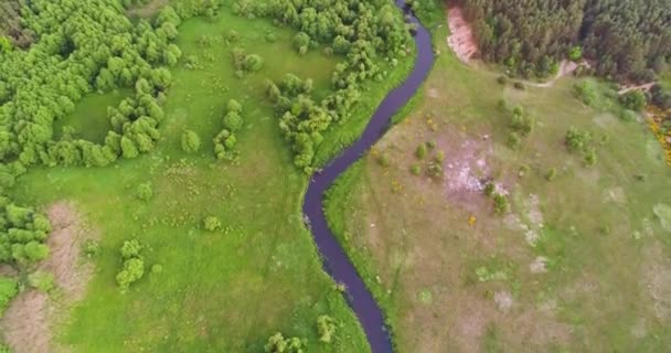 Strzał Powietrza Drona Naturalnej Rzeki — Wideo stockowe