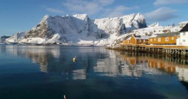 Norveç 'in lofoten adalarının kış manzarası