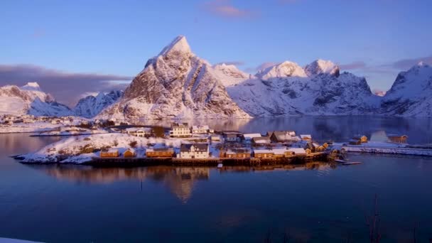 Winterlandschap Van Noorwegen Verheven Eilanden — Stockvideo