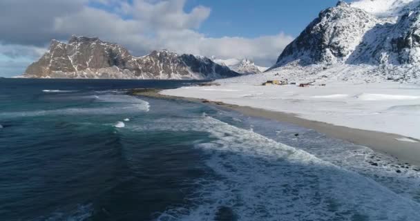 Winterlandschap Van Noorwegen Verheven Eilanden — Stockvideo