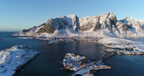 Winterlandschap Van Noorwegen Verheven Eilanden — Stockvideo