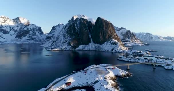 Winterlandschap Van Noorwegen Verheven Eilanden — Stockvideo