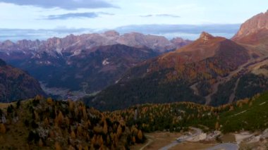 Aerial drone shot of limestone rock during autumn
