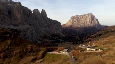 Aerial drone shot of limestone rock during autumn
