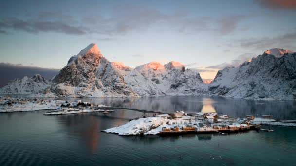 Winterlandschap Van Noorwegen Verheven Eilanden — Stockvideo