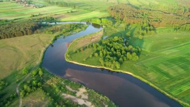 Aerial view of natural river during morning