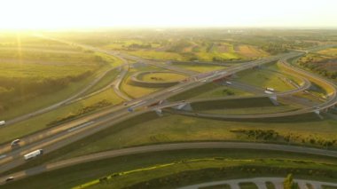 aerial view of the highway during autumn