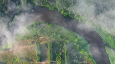 Nehir kıyısında sisli bir sabah