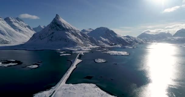 Paisaje Invernal Noruega Islas Lofoten — Vídeo de stock