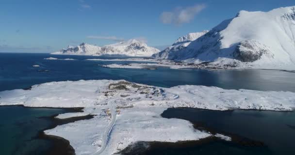Zimowy Krajobraz Norweskich Wysp Lofoten — Wideo stockowe