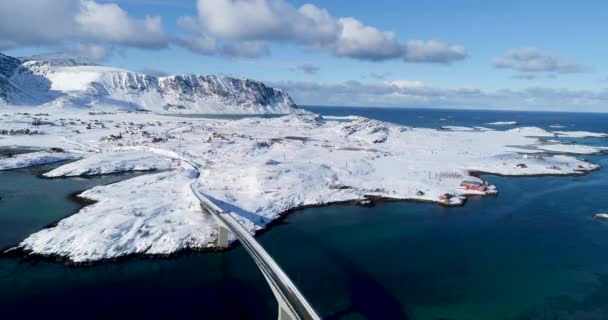 Χειμερινό Τοπίο Της Νορβηγίας Lofoten Νησιά — Αρχείο Βίντεο