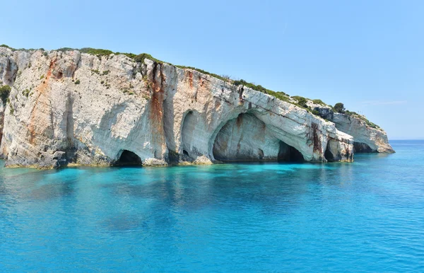 Блакитні печери на острові Закінтос. — стокове фото