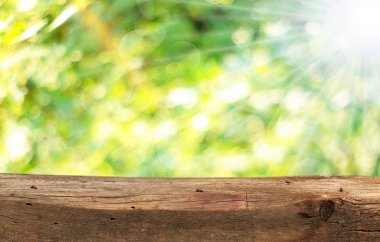 Bulanık yeşil arka plana sahip boş tablo