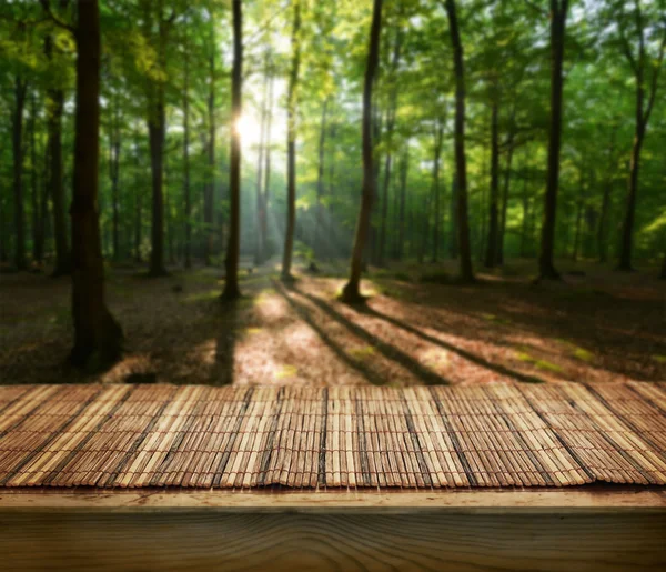 Table vide dans la forêt — Photo